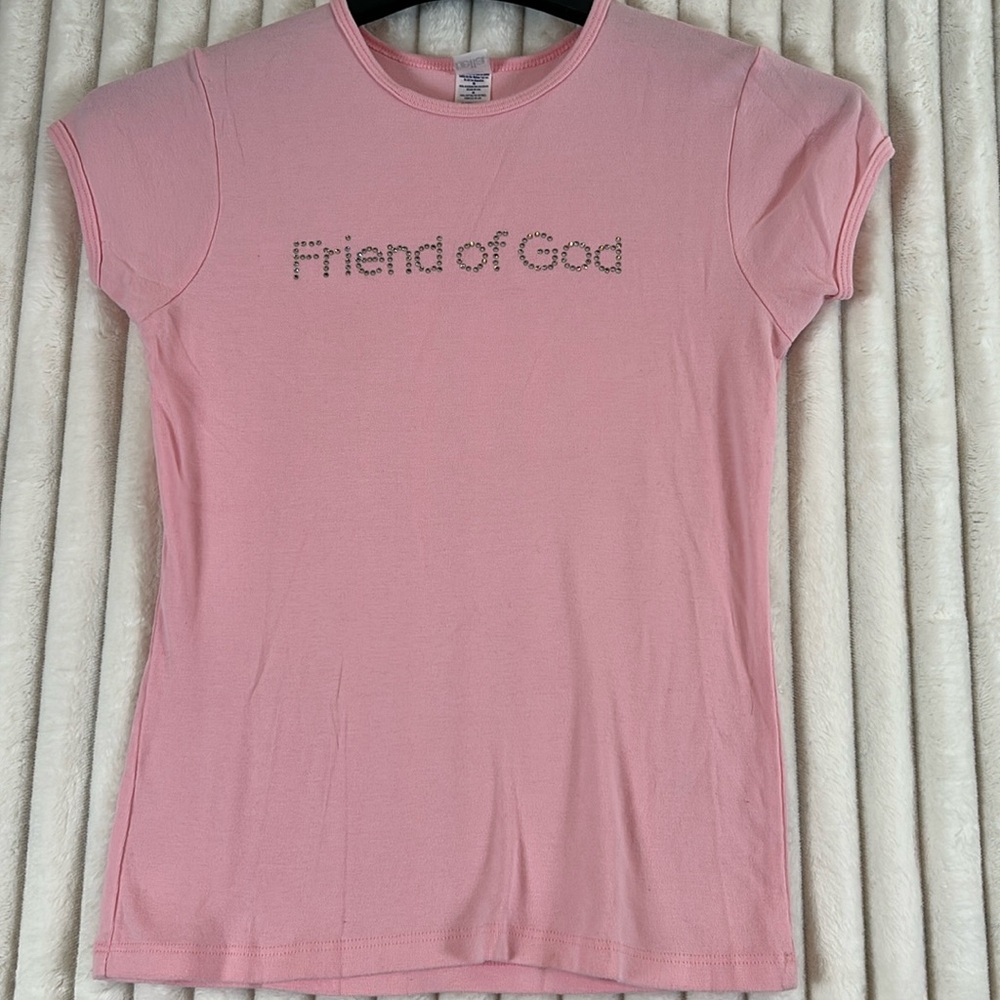 Y2K, Bella Friend of God bling Spellout fitted size large